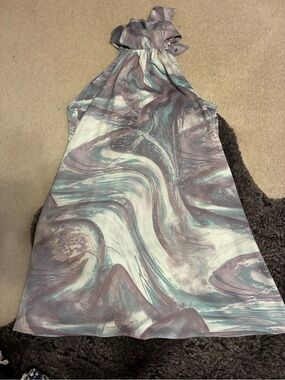 a new day Marble Print Halter Dress in Lilac, Teal, White